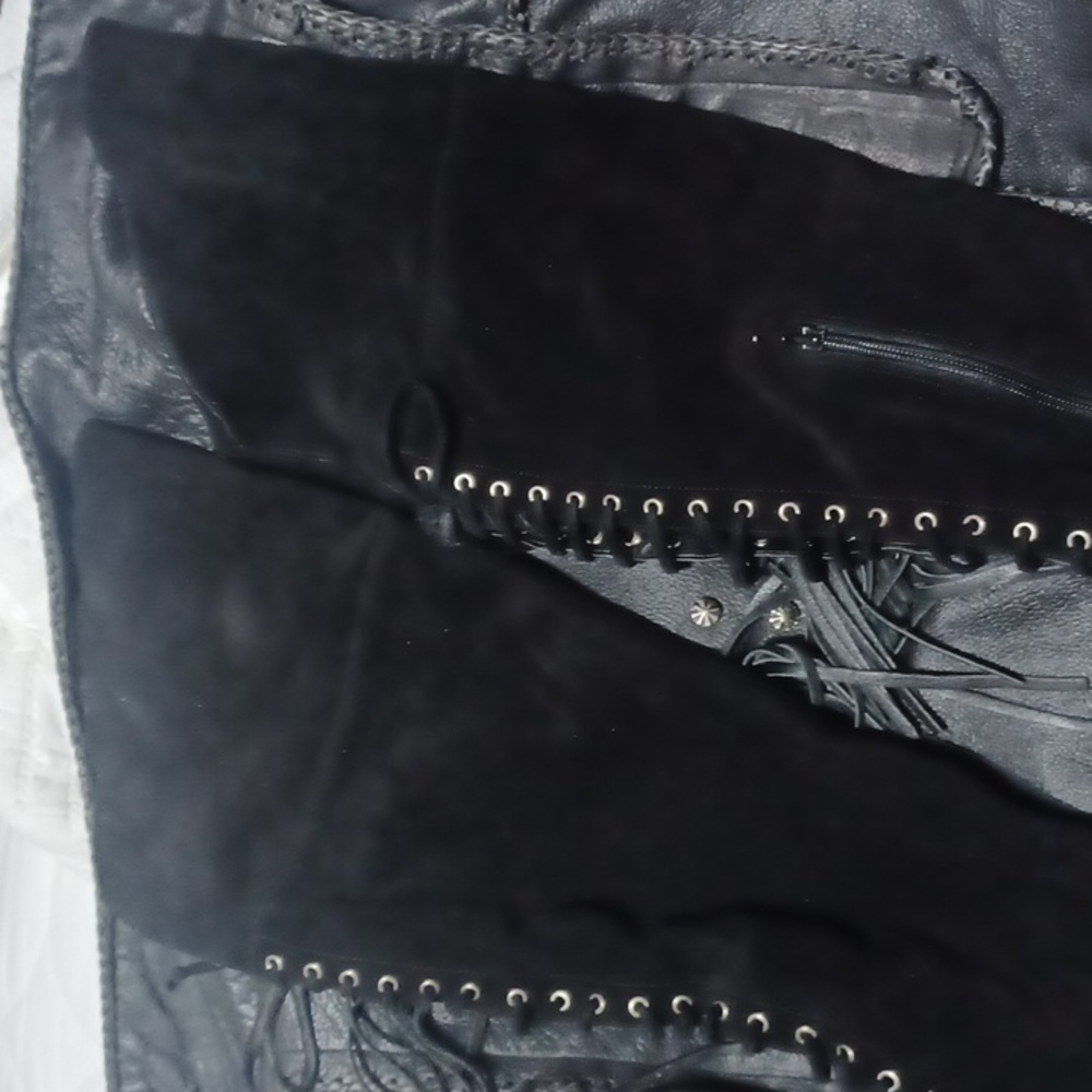 BAKERS Lace Up Black Suede Wedge Over The Knee Boots sz.10 - Picture 2 of 8